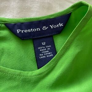 Preston & York Bright Green Silk Blouse